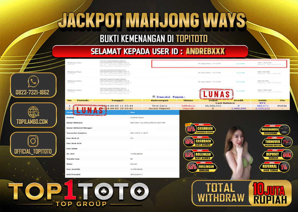 TOP1TOTO JACKPOT SL0T MAHJONG WAYS Rp 10.000.000,- LUNAS